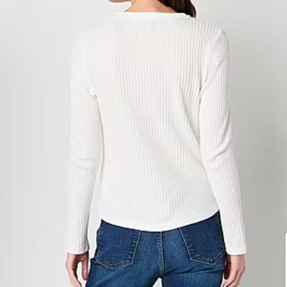 Frye and Co. Womens Long Sleeve Ribbed Henley Shirt - M - NWT - Picture 2 of 6